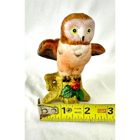 Ceramic Cute Baby Owl Statue Figurine Woodland Creature Nursery Decor Vintage - Picture 7 of 8